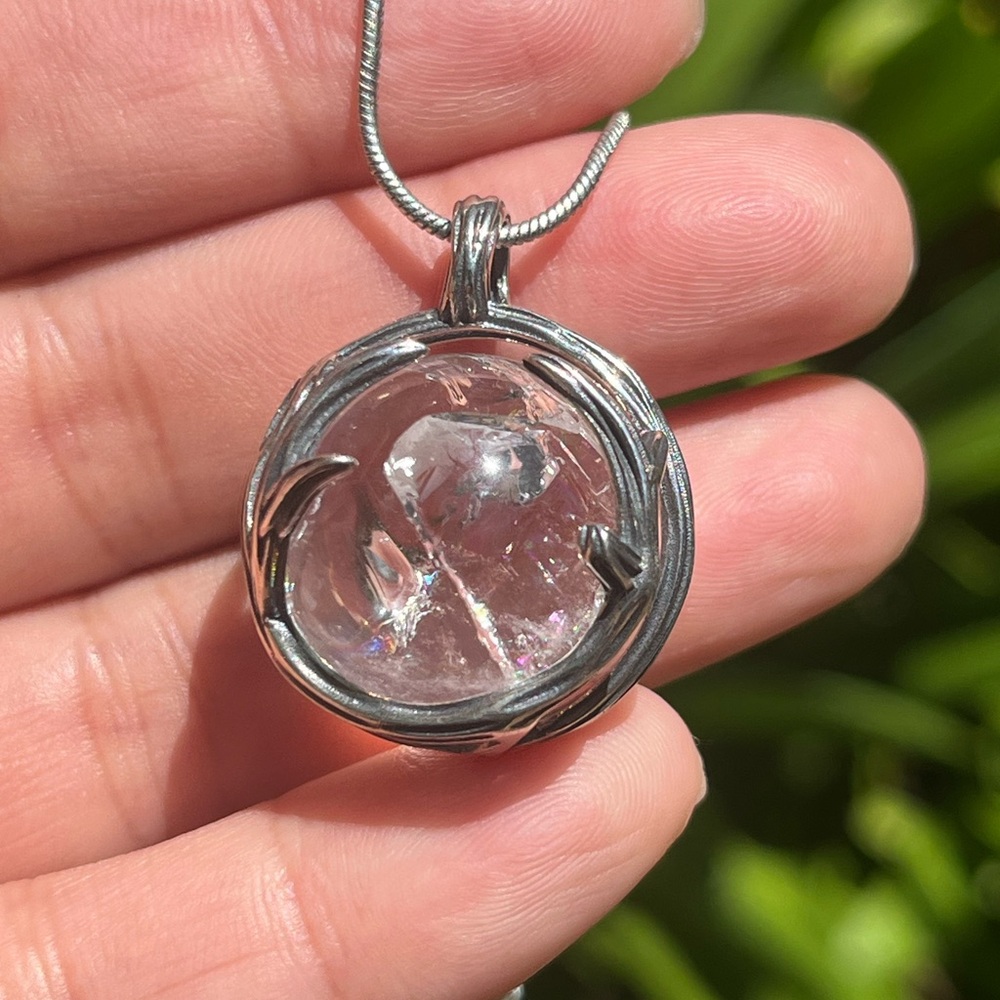 Sterling silver interchangeable clear Quartz pendant - Picture 6 of 6
